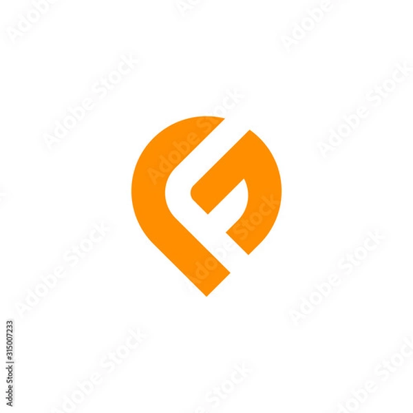 Obraz Pin location letter FG logo design