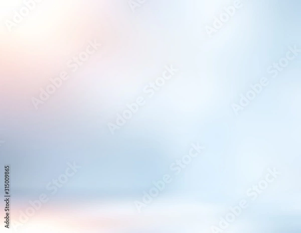 Fototapeta Subtle light blue empty room 3d background. Brilliance blurred wall texture. Shiny ice defocused interior illustration. 