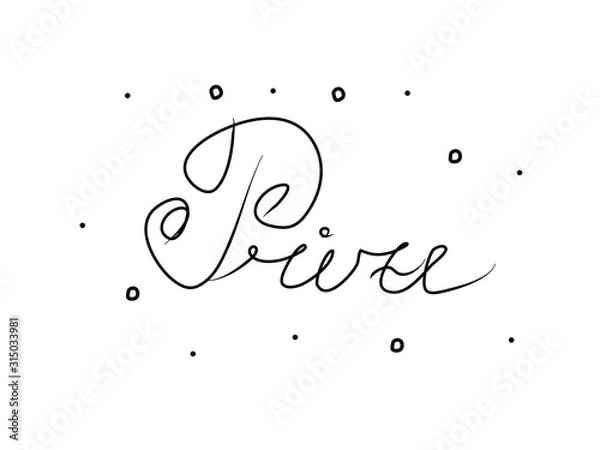 Obraz Prize handwritten text inscription. Modern hand drawing calligraphy. Word illustration black