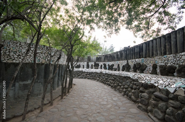 Fototapeta River stones for display at Rock Garden in Chandigarh, India