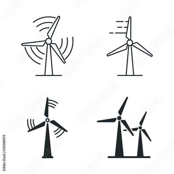 Obraz Wind power icon template color editable. wind turbine symbol vector sign isolated on white background illustration for graphic and web design.
