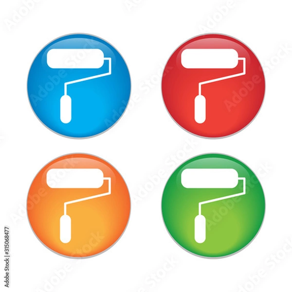 Fototapeta Paint Roller Icon. Flat vector illustration. EPS10. color icon.