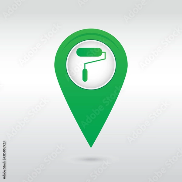 Fototapeta Paint Roller Icon. Flat vector illustration. EPS10. green icon.