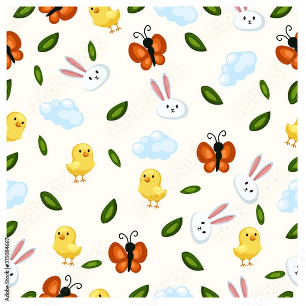 Fototapeta Seamless Spring or Easter background pattern.For cards, tags, textiles, wallpapers, gift wrapping paper.