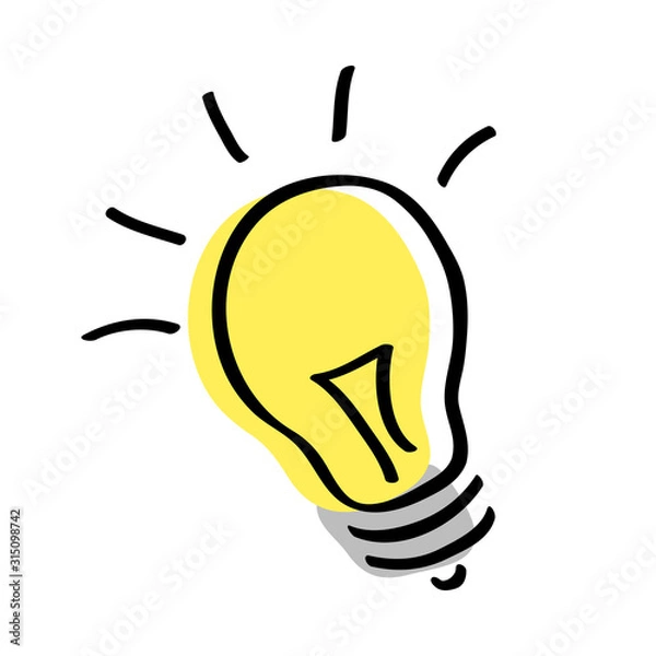 Obraz Handdrawn rough lightbulb logo. bulb doodle image vector.