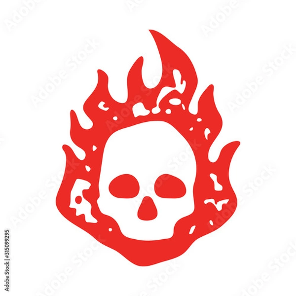 Obraz Red burning skull logo icon. skull vector image.
