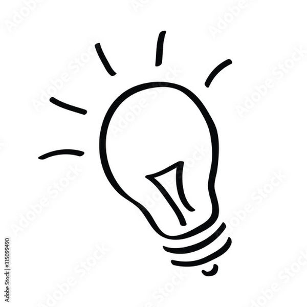 Obraz Handdrawn rough lightbulb logo. bulb doodle image vector.
