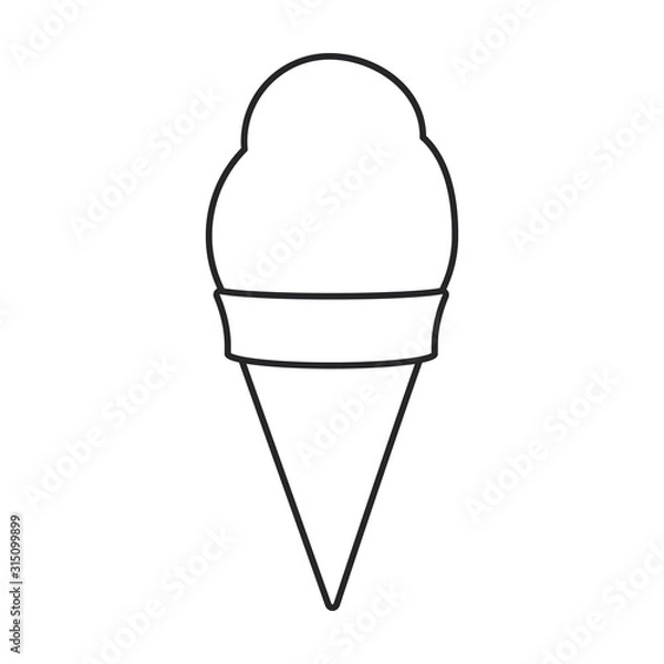 Fototapeta Ice cream in cone vector icon.Line vector icon isolated on white background ice cream in cone.