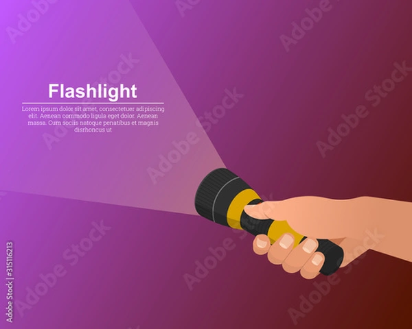 Obraz The hand holds the flashlight on
