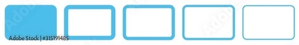 Fototapeta Rectangle Icon Blue | Rounded Rectangles | Blank Box Symbol | Empty Frame Logo | Button Sign | Isolated | Variations