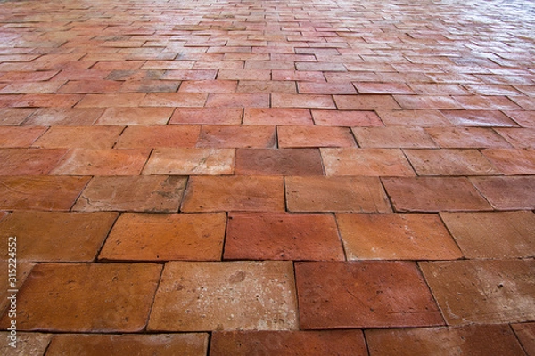 Obraz Old red brown brick floor pattern texture.