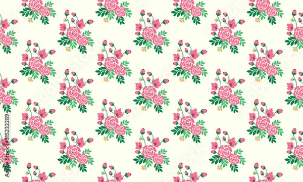 Fototapeta Elegant flower pattern Background for valentine, with seamless of pink rose flower design.