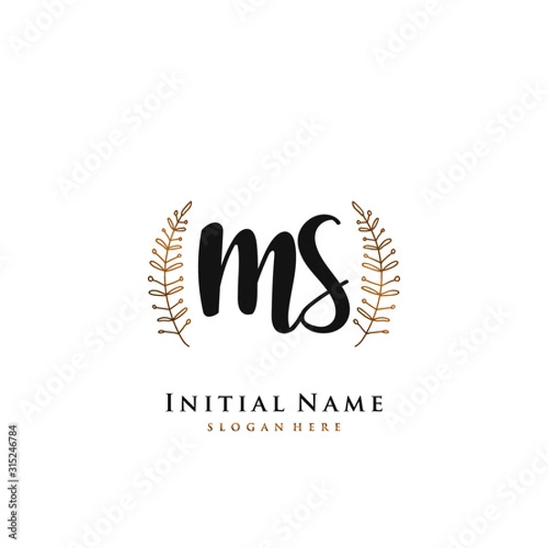 Obraz MS  Initial handwriting logo vector