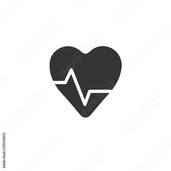 Fototapeta heart beat icon vector solid grey