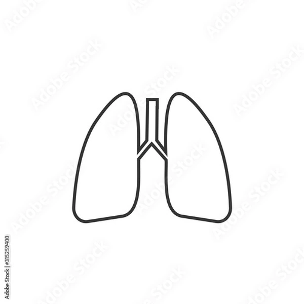 Fototapeta lungs icon vector solid grey