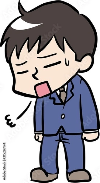 Fototapeta ため息を吐く　ショックを受ける　男性　イラスト