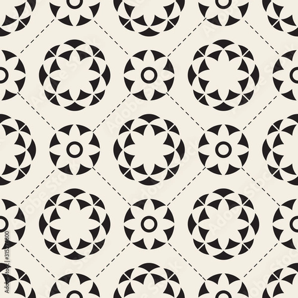 Obraz seamless monochrome abstract flower pattern background