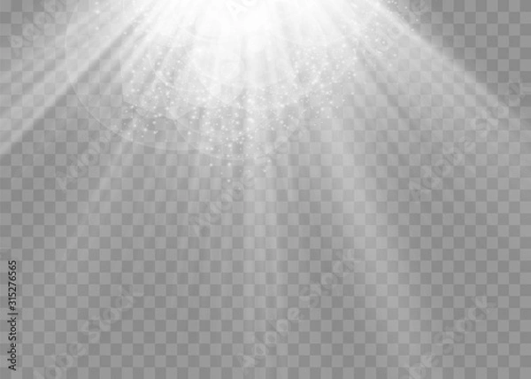 Obraz Vector transparent sunlight special lens flash light effect.front sun lens flash. Vector blur in the light of radiance. Element of decor. Horizontal stellar rays and searchlight.