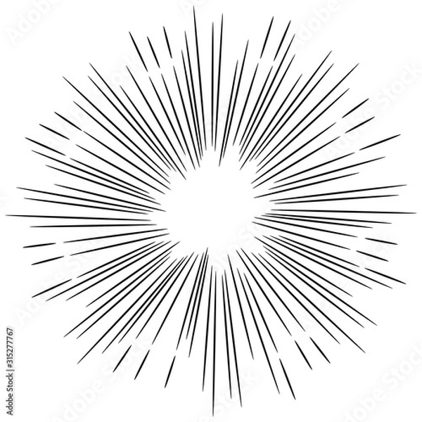 Obraz doodle design element sunburst hand drawn isolated on black background. vector illustration.