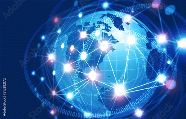 Fototapeta Concept of global business Network, internet communication. 3d illustration.