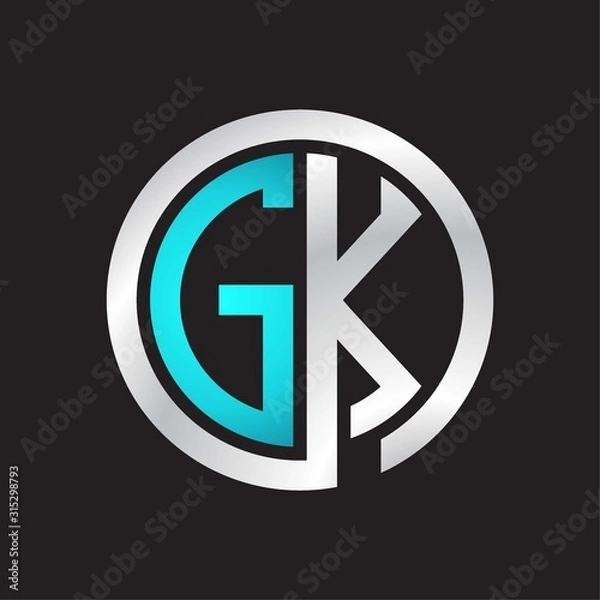 Fototapeta GK Initial logo linked circle monogram