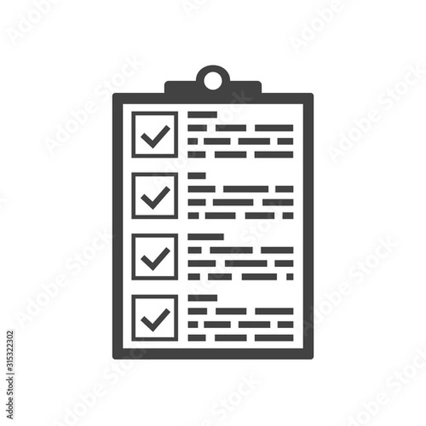 Fototapeta Checklist icon flat style isolated on background