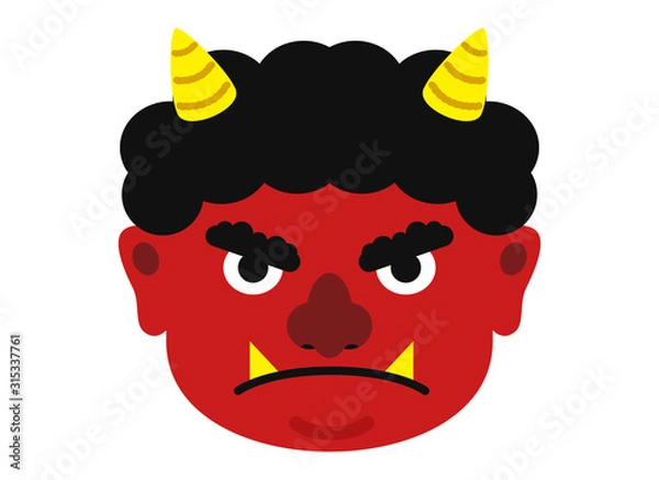 Fototapeta イラスト：鬼 おに オニ 節分 豆まき 素材 表情 顔 赤鬼 アカオニ 赤 あか（ベクター有）