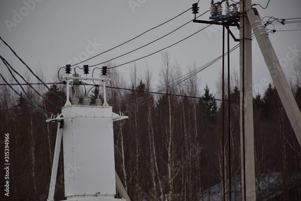 Obraz electric pole and wires