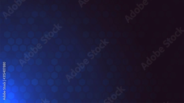 Obraz Dark blue Hexagon backround. Abstract Honeycomb pattern. Deep blue gradient. Futuristic style. Stock vector illustration