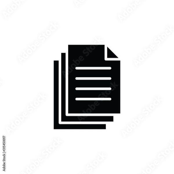 Fototapeta Document icon. Paper icon. Note symbol. Vector icon, symbol for website design, app. 