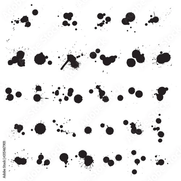 Obraz Splatter set.Ink blot collection isolated on white background