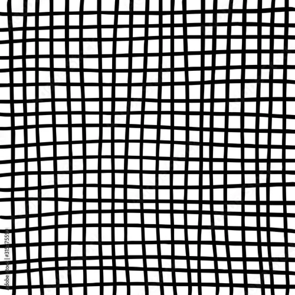 Obraz Hand drawn grid texture. Thick black lines on white background. Sketch texture for graphic design