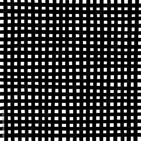 Obraz Hand drawn grid texture. Thick black lines on white background. Sketch texture for graphic design
