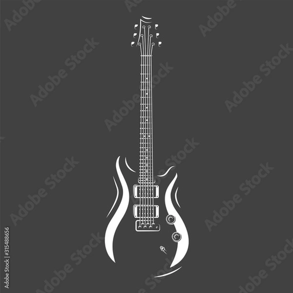 Fototapeta Guitar silhouette isolated on a black background