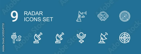 Fototapeta Editable 9 radar icons for web and mobile