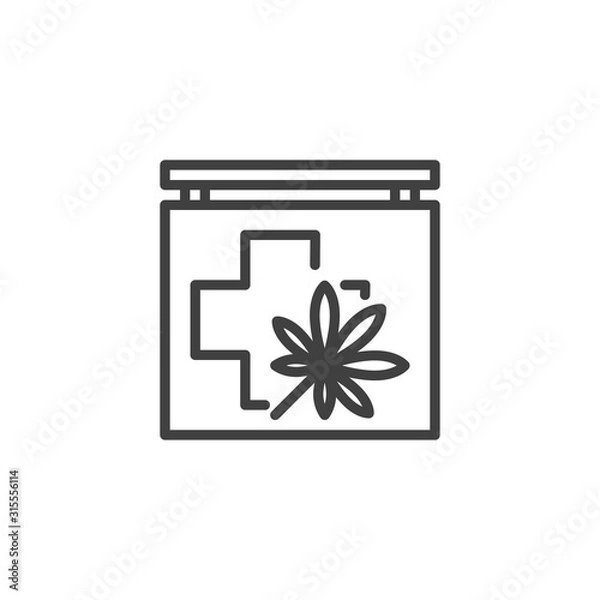 Fototapeta Cannabis shop sign line icon. linear style sign for mobile concept and web design. Medical marijuana store outline vector icon. Symbol, logo illustration. Vector graphics