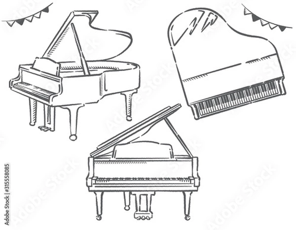 Fototapeta ピアノのイラスト素材3セット