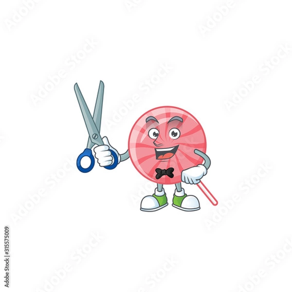Obraz Cool friendly barber pink round lollipop cartoon character style