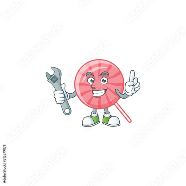 Fototapeta Smart Mechanic pink round lollipop cartoon character design