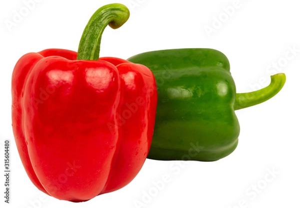 Obraz red and green bell peppers isolated on white background