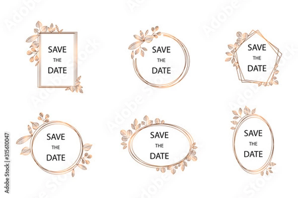 Obraz Collection of vector wedding frame logos. Wedding