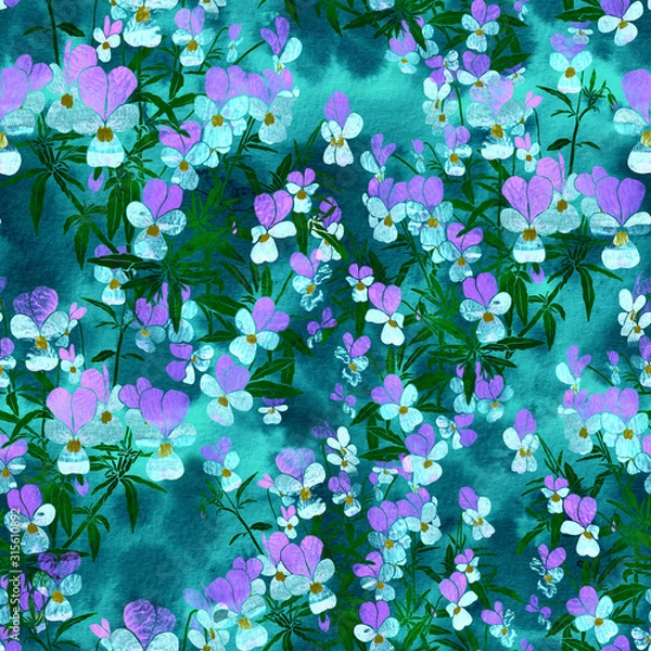 Fototapeta Viola tricolor seamless pattern.
