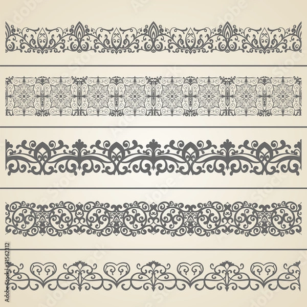 Obraz Seamless borders set 3. | Vector illustration.