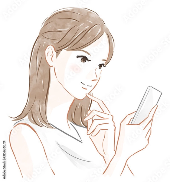 Obraz 携帯電話を持った女性