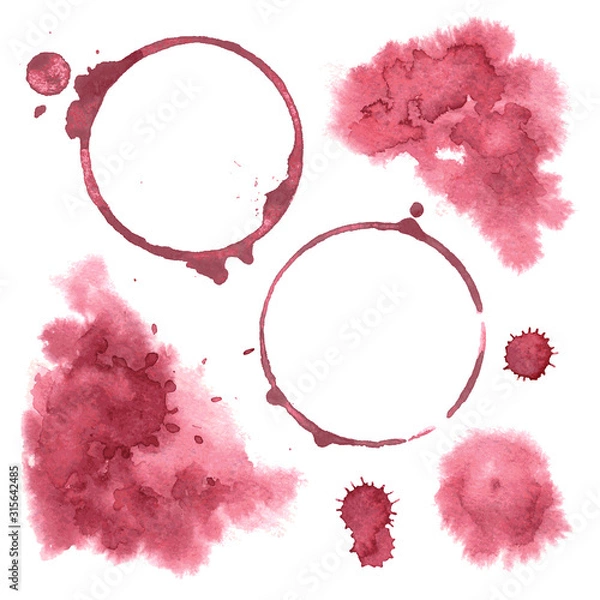 Fototapeta Vector set Wine spots, drops and stains