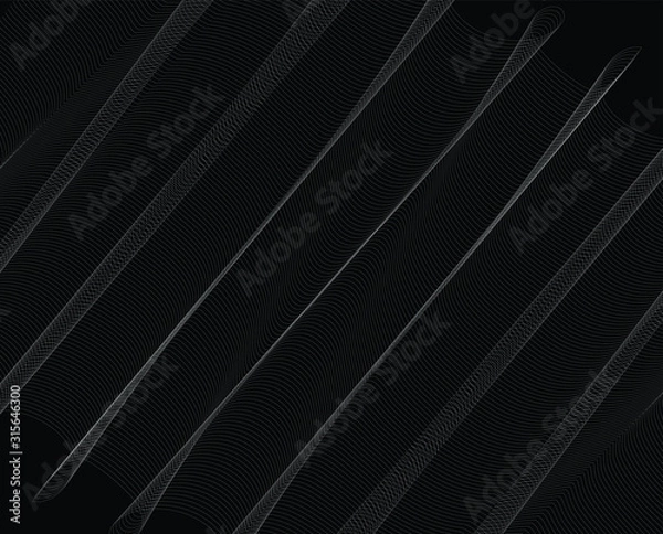 Fototapeta  Abstract 3d background with optical illusion wave. Black and white horizontal lines with wavy distortion effect for prints, web pages, template, posters, monochrome backgrounds and pattern