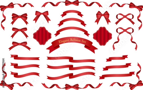 Obraz リボン　赤　レッド　セット