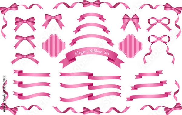 Obraz リボン　ピンク　セット