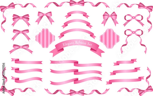 Fototapeta リボン　ピンク　セット