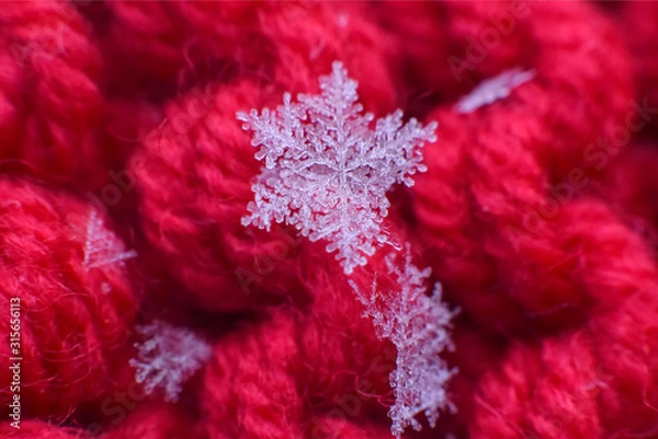 Fototapeta snowflake on red background